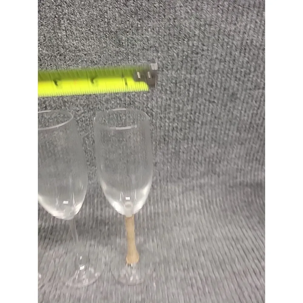 Libbey Champagne Flute Set of 4 Clear Glass 8oz‎ Twine Wrapped Rustic Wedding